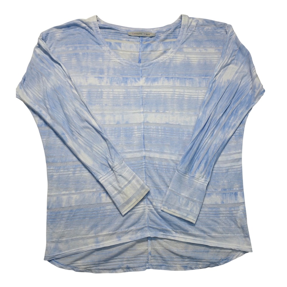 Athleta Womens Blue Tie Dye Stripe Burnout Long Sleeve Top Size M